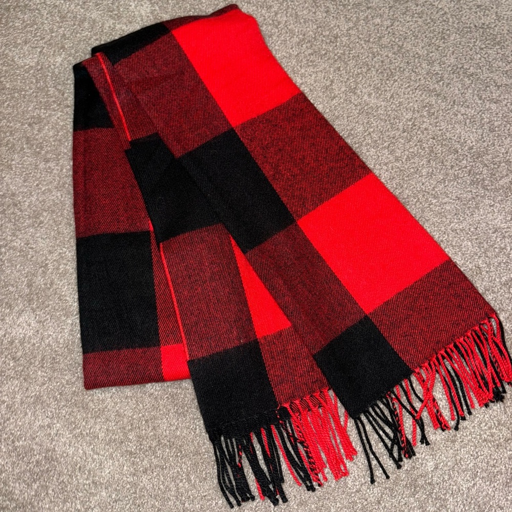 J. Crew Red and Black Buffalo Scarf - Picture 3 of 4